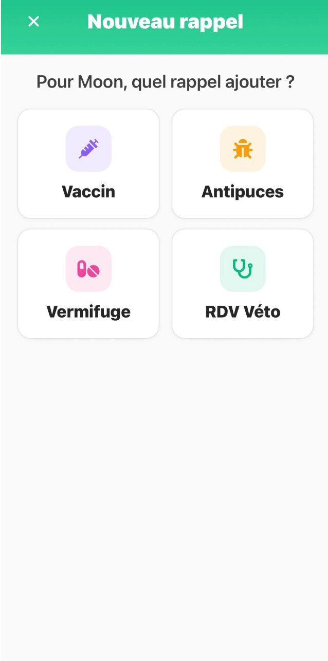 Choix du type de rappel à ajouter